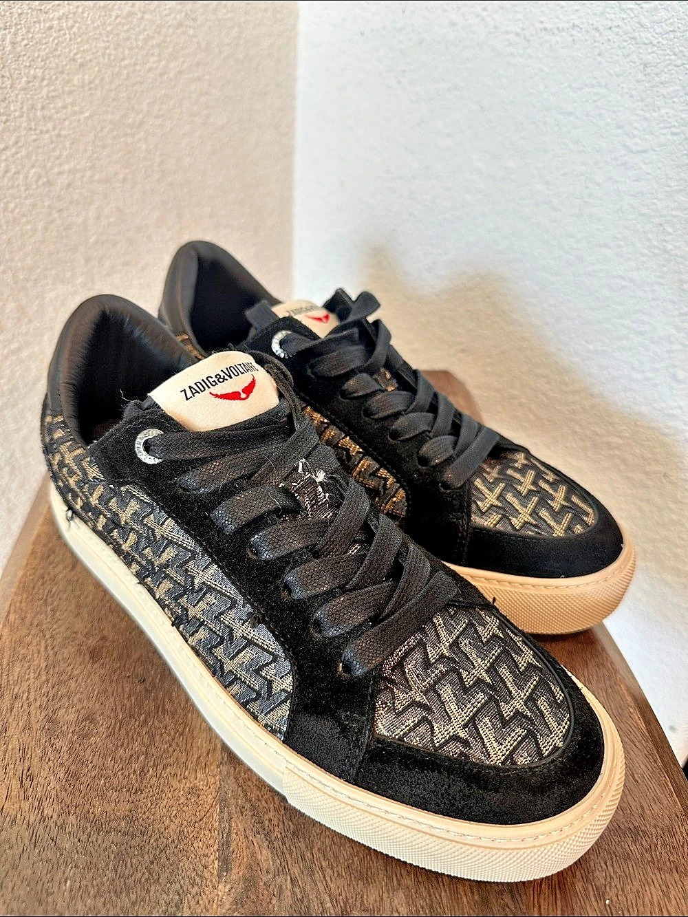 Zadig & Voltaire ZV1747 Metal Monogram Sneakers Women's Size 8.5 US / 39 EU New